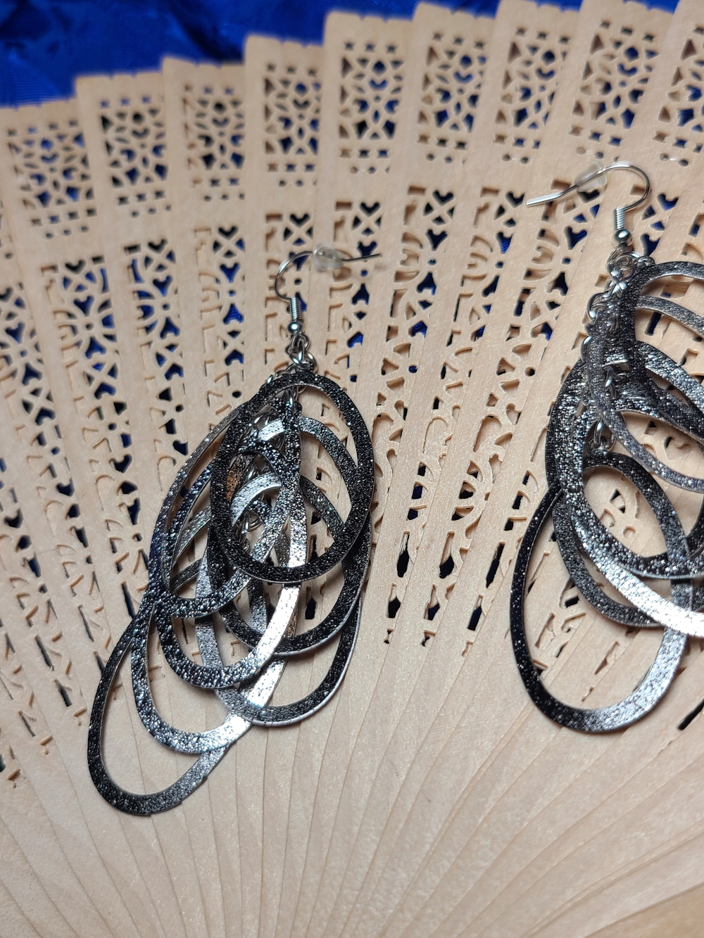Vintage Black & Silver Glitter Layered Hoop Earrings